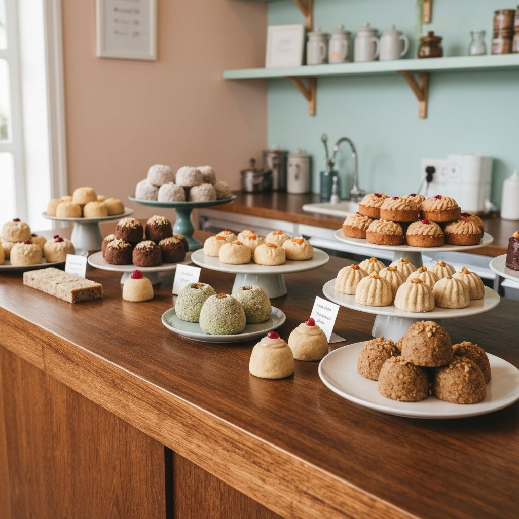 グルテンフリーの米粉スイーツが並ぶおしゃれなカフェのカウンター